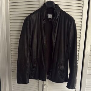 Armani Collezioni Black Leather Jacket